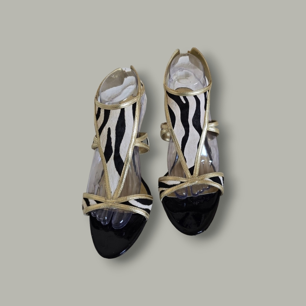 Women's Zebra with Gold Accent Heels